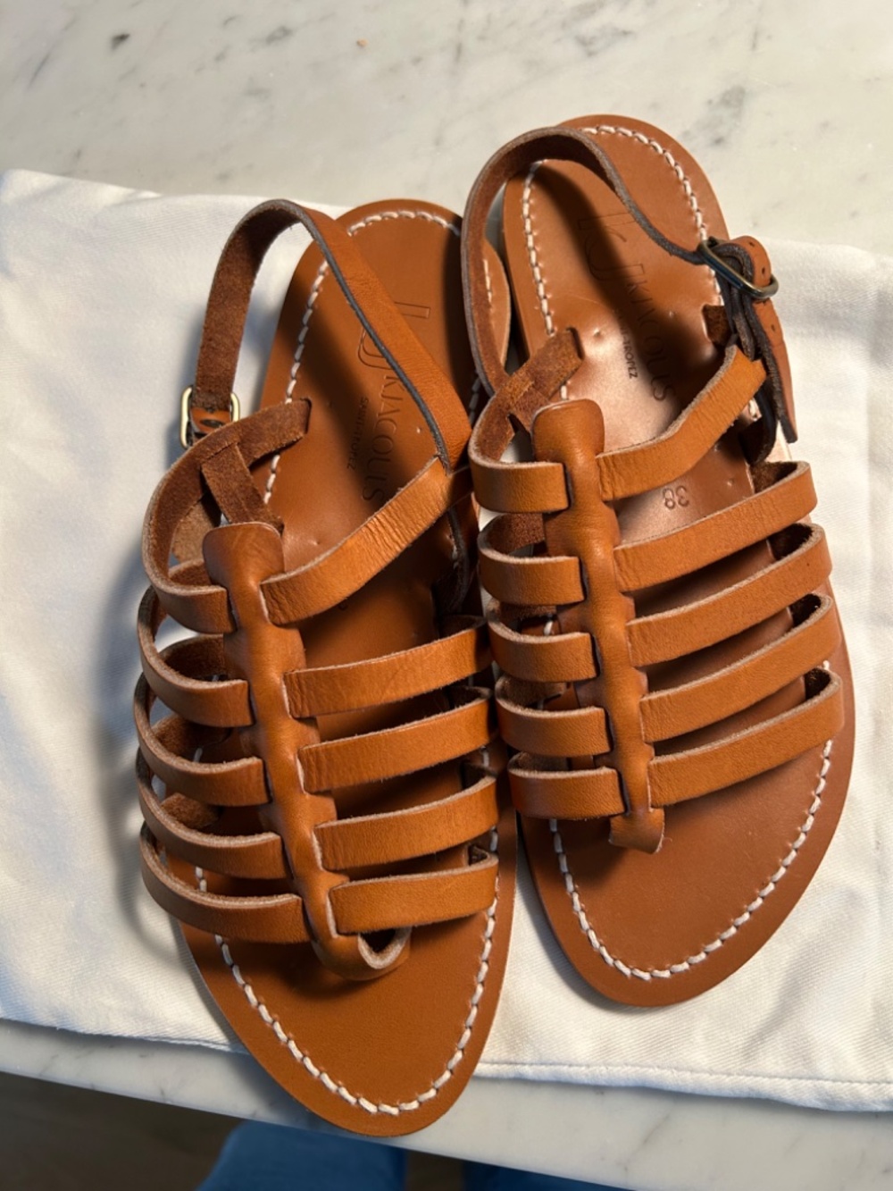 K. Jacques Homere F Miel Leather Sandals 38 - Picture 2 of 5